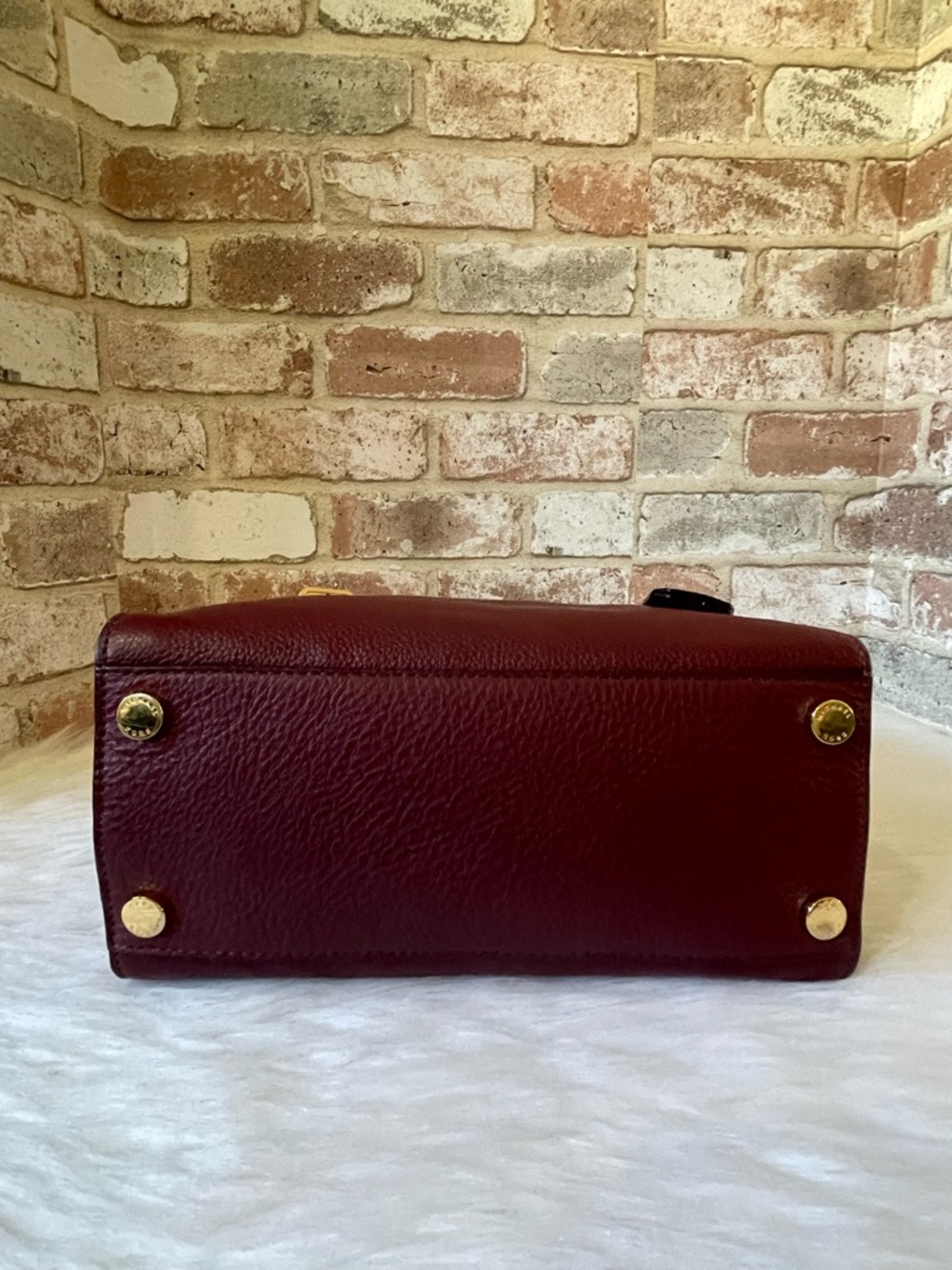 Michael Kors Burgundy Leather Satchel with Gold Hardware - Picture 9 of 13
